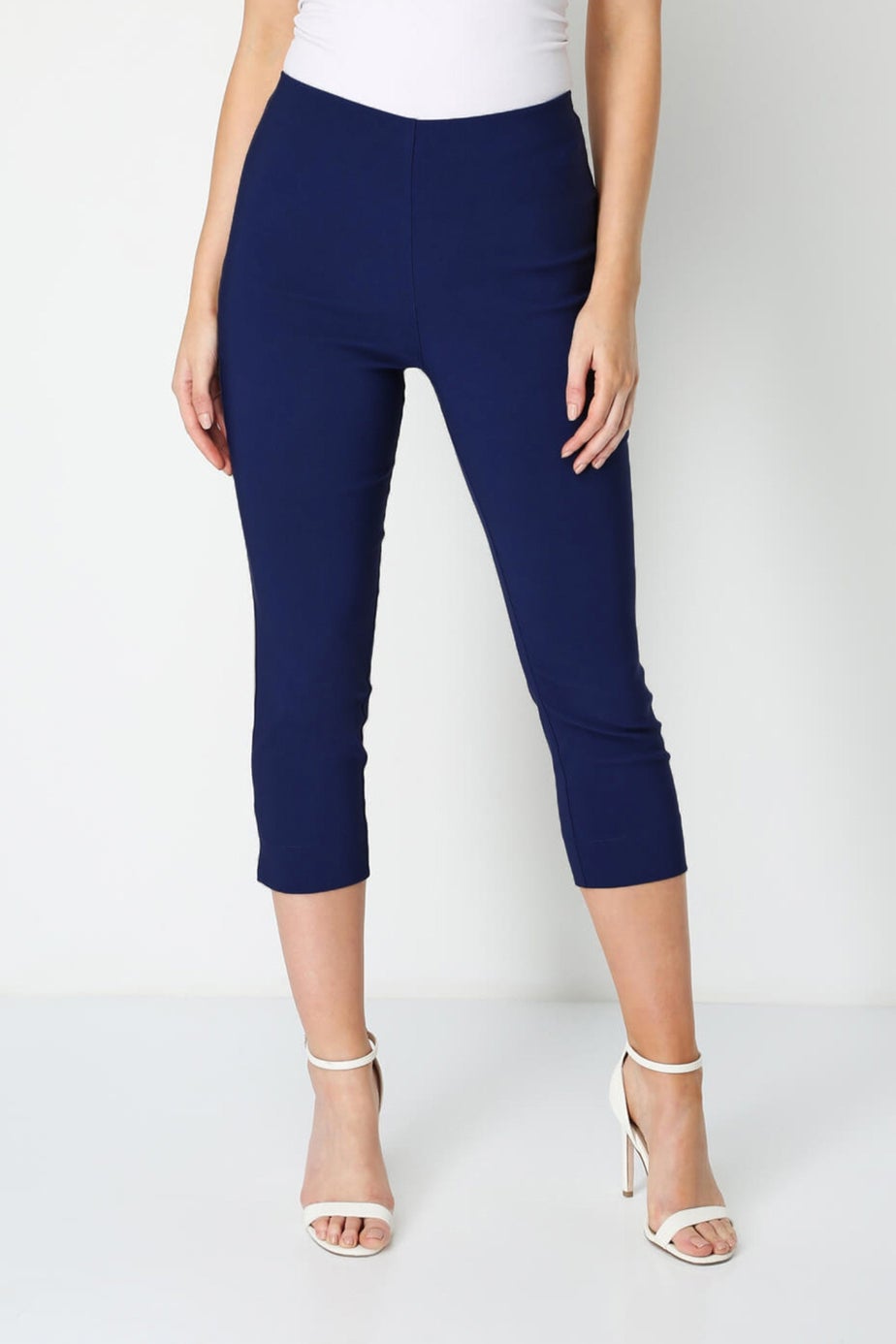 Roman Midnight Blue Cropped Stretch Trouser Capri Summer Leggings 3/4 Pedal Pushers