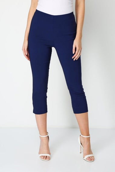 Roman Midnight Blue Cropped Stretch Trouser Capri Summer Leggings 3/4 Pedal Pushers