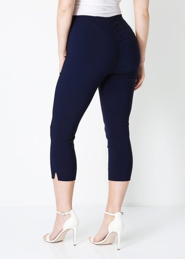 Roman Navy Blue Cropped Stretch Trouser Capri Summer Leggings 3/4 Pedal Pushers