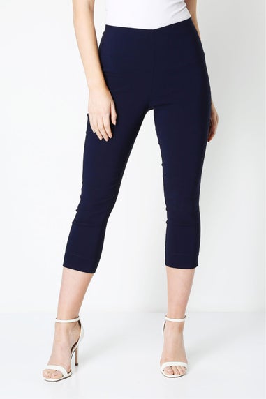 Roman Navy Blue Cropped Stretch Trouser Capri Summer Leggings 3/4 Pedal Pushers