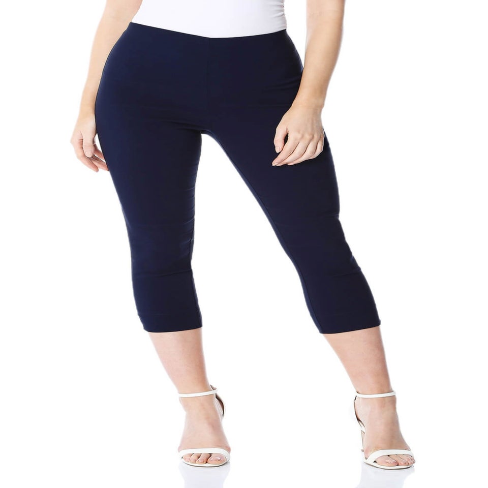 Roman Navy Blue Cropped Stretch Trouser Capri Summer Leggings 3/4 Pedal Pushers