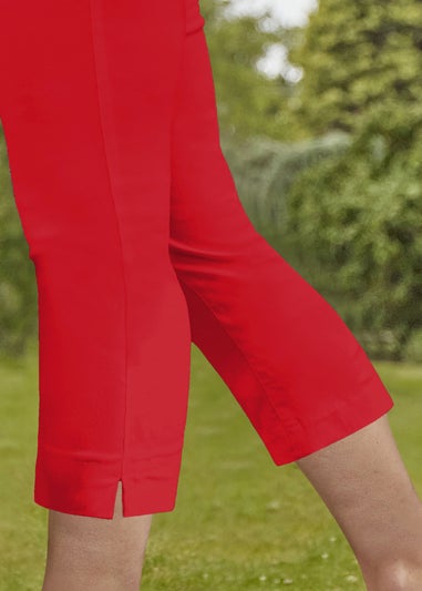 Roman Red Cropped Stretch Trouser Capri Summer Leggings 3/4 Pedal Pushers