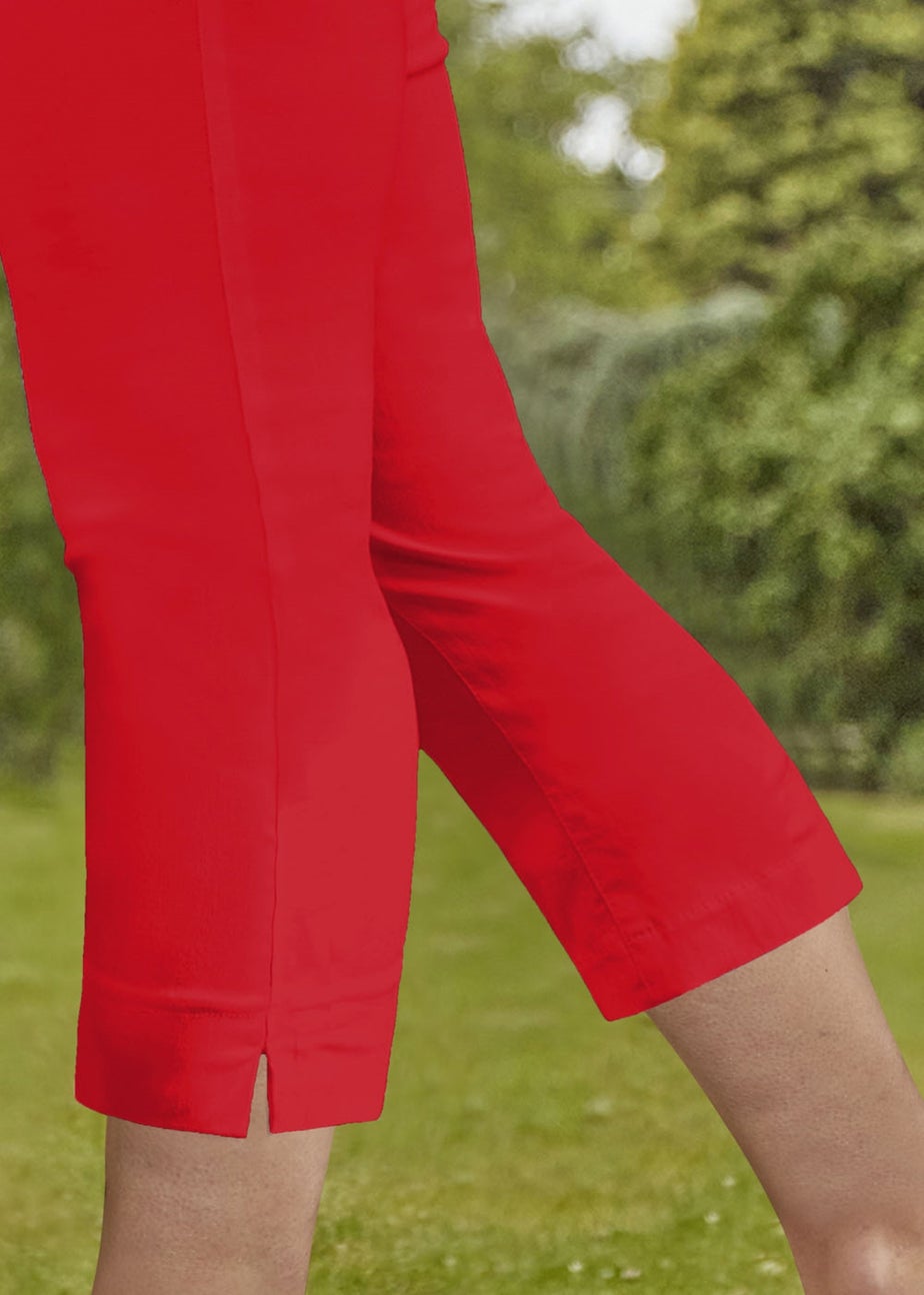 Roman Red Cropped Stretch Trouser Capri Summer Leggings 3/4 Pedal Pushers