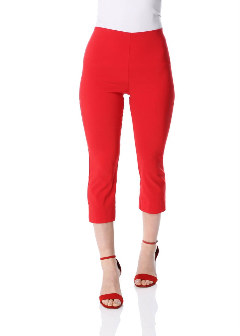 Roman Red Cropped Stretch Trouser Capri Summer Leggings 3/4 Pedal Pushers