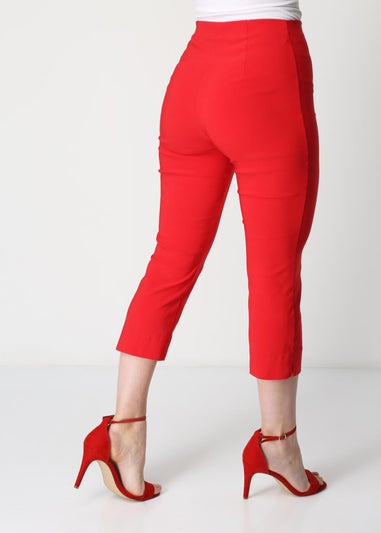 Roman Red Cropped Stretch Trouser Capri Summer Leggings 3/4 Pedal Pushers
