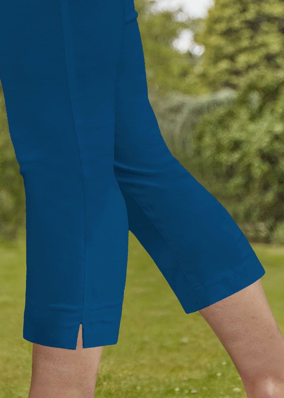 Roman Petrol Blue Cropped Stretch Trouser Capri Summer Leggings 3/4 Pedal Pushers