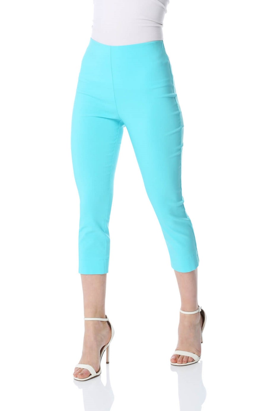 Roman Turquoise Cropped Stretch Trouser Capri Summer Leggings 3/4 Pedal Pushers