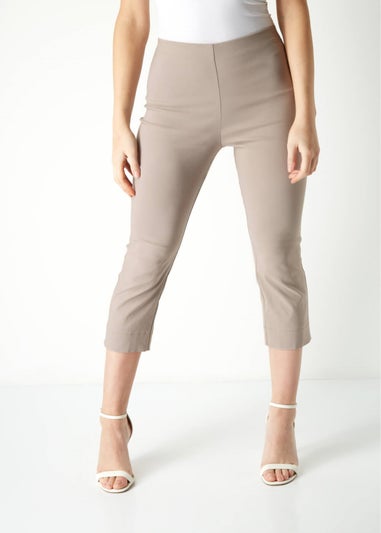Roman Taupe Cropped Stretch Trouser Capri Summer Leggings 3/4 Pedal Pushers
