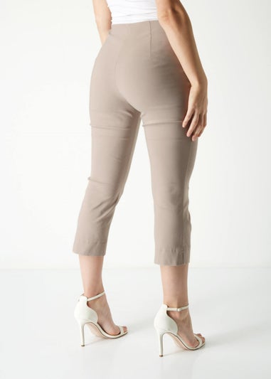 Roman Taupe Cropped Stretch Trouser Capri Summer Leggings 3/4 Pedal Pushers