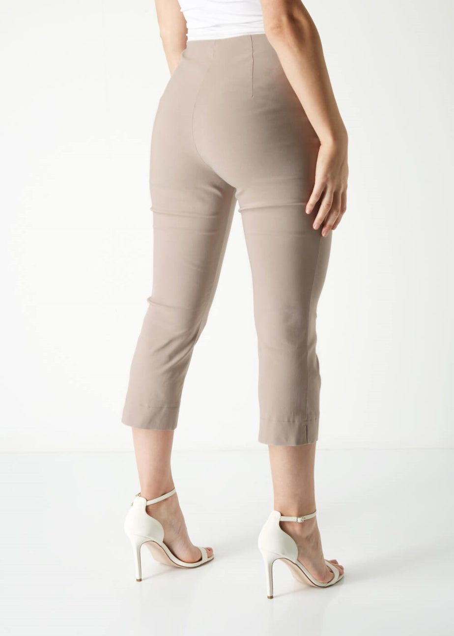 Roman Taupe Cropped Stretch Trouser Capri Summer Leggings 3/4 Pedal Pushers
