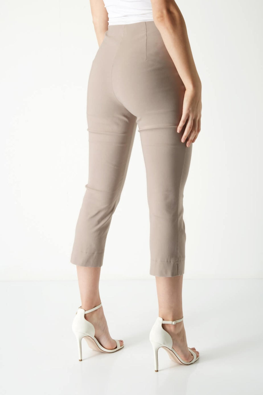 Roman Taupe Cropped Stretch Trouser Capri Summer Leggings 3/4 Pedal Pushers