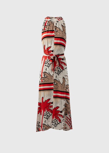 Papaya Petite Multicolour Scarf Print Halterneck Midi Dress