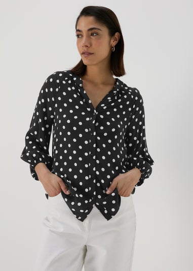 Black Mono Spots Viscose Blouse