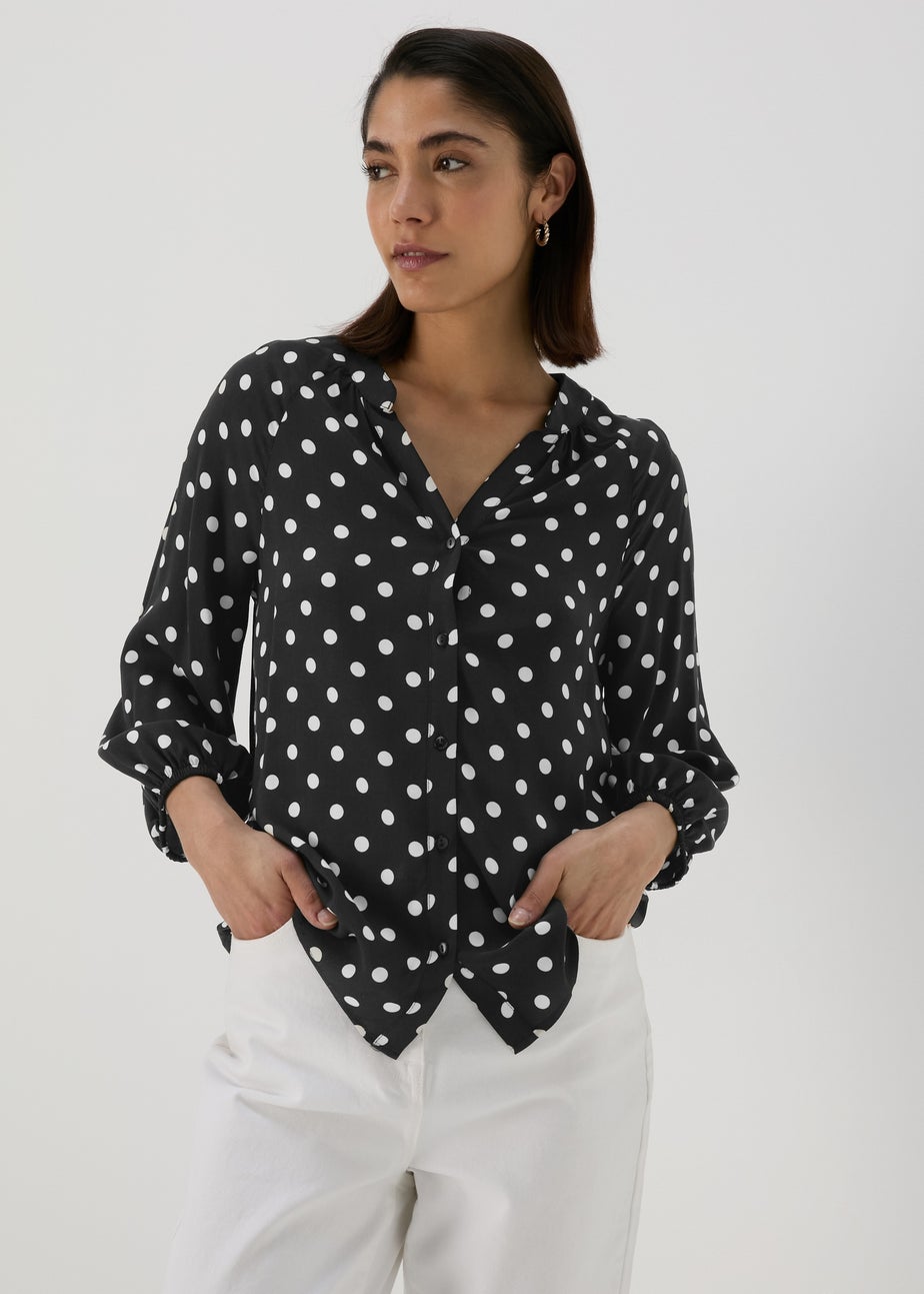 Black Mono Spots Viscose Blouse