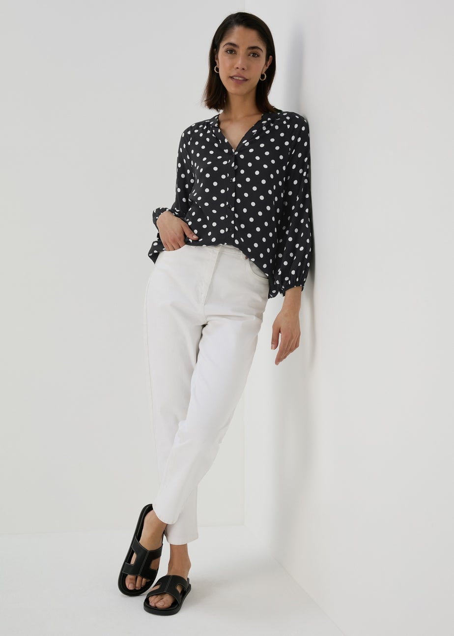 Black Mono Spots Viscose Blouse