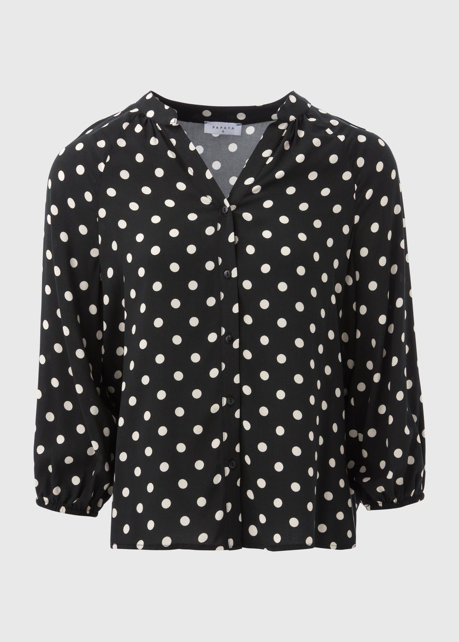 Black Mono Spots Viscose Blouse