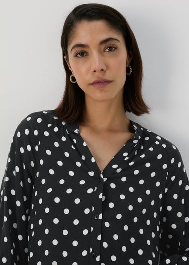 Black Mono Spots Viscose Blouse