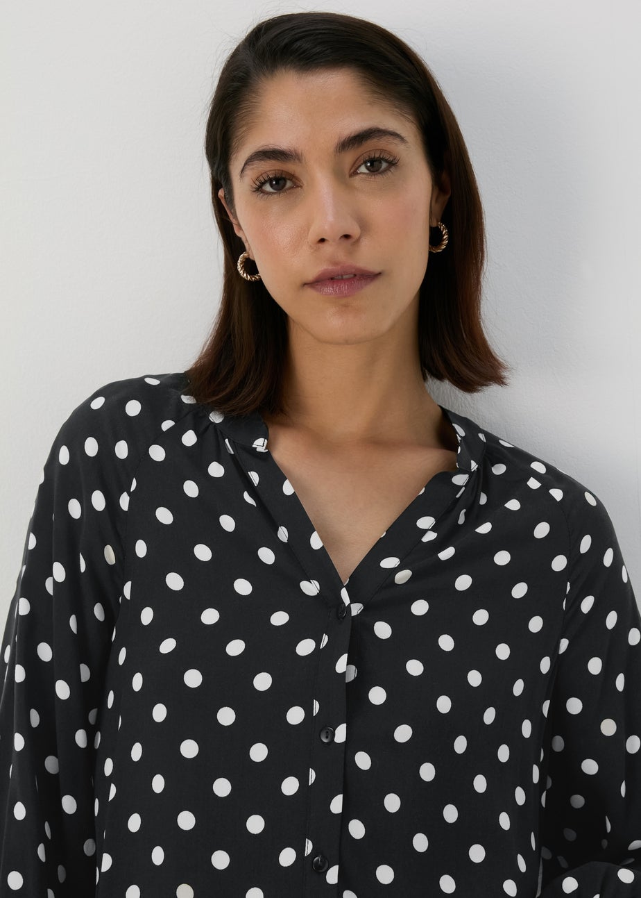 Black Mono Spots Viscose Blouse