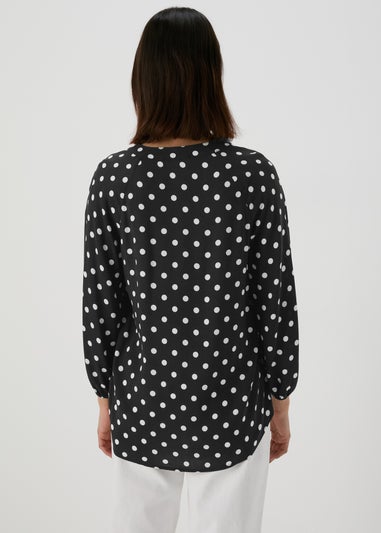 Black Mono Spots Viscose Blouse