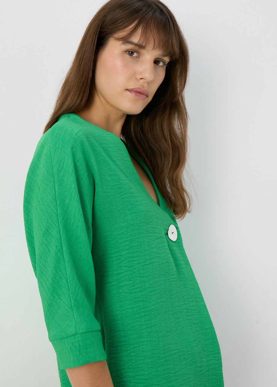 Green Button Detail Blouse