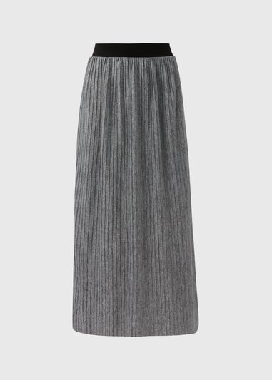 Grey Pleated Midi Jersey Skirt