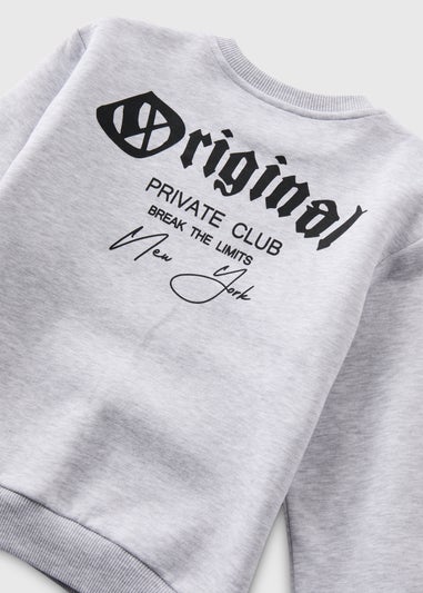 Boys Grey Marl Back Print Co Ord Sweatshirt (7-13yrs)