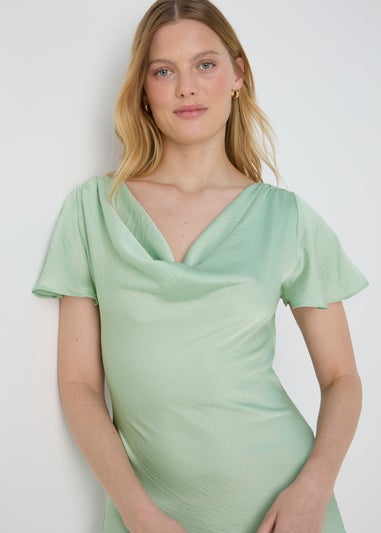 Sage Tie Back Satin Dress