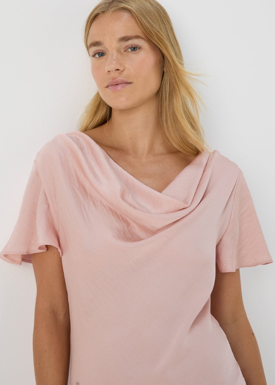 Blush Pink Tie Back Satin Dress