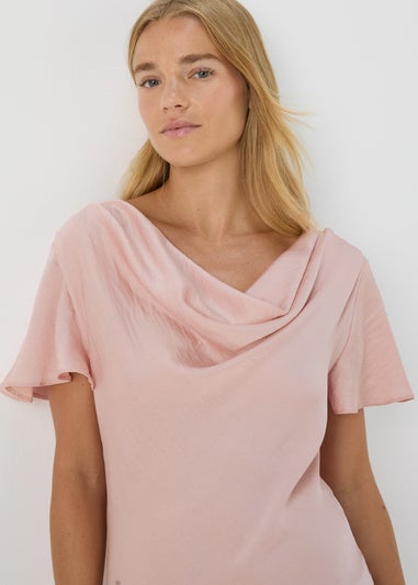 Blush Pink Tie Back Satin Dress