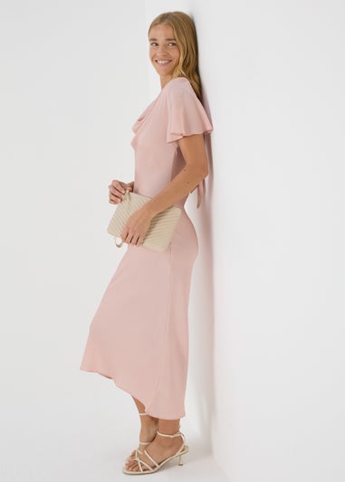 Blush Pink Tie Back Satin Dress
