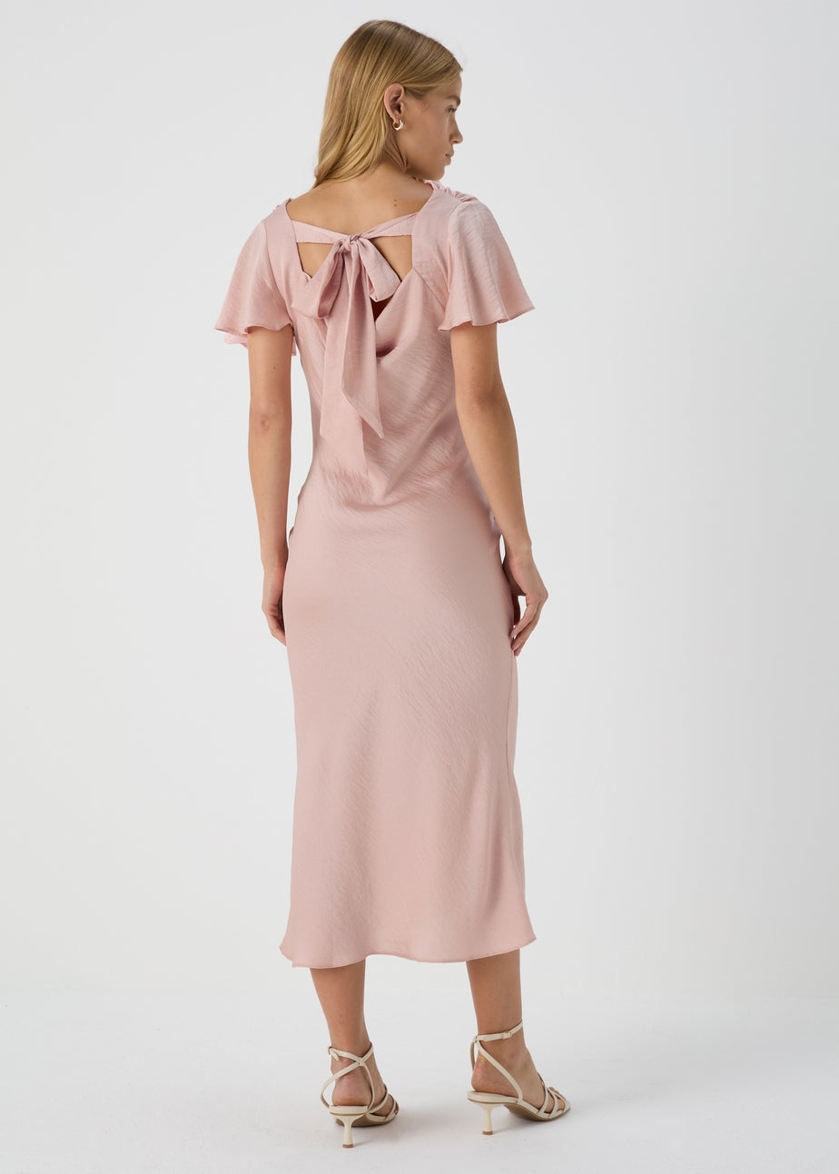 Blush Pink Tie Back Satin Dress