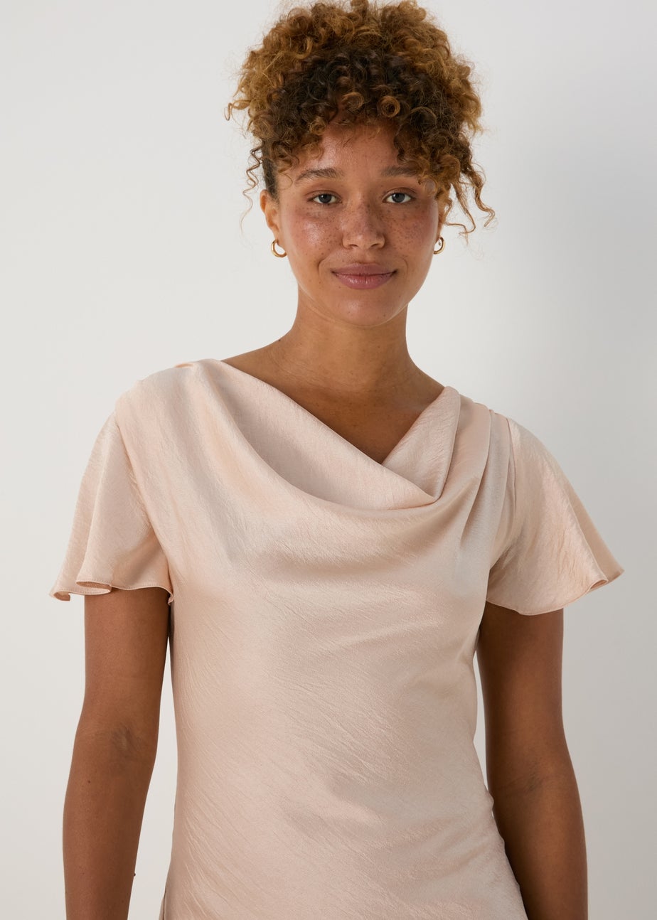 Champagne Tie Back Satin Dress