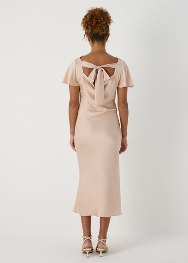 Champagne Tie Back Satin Dress