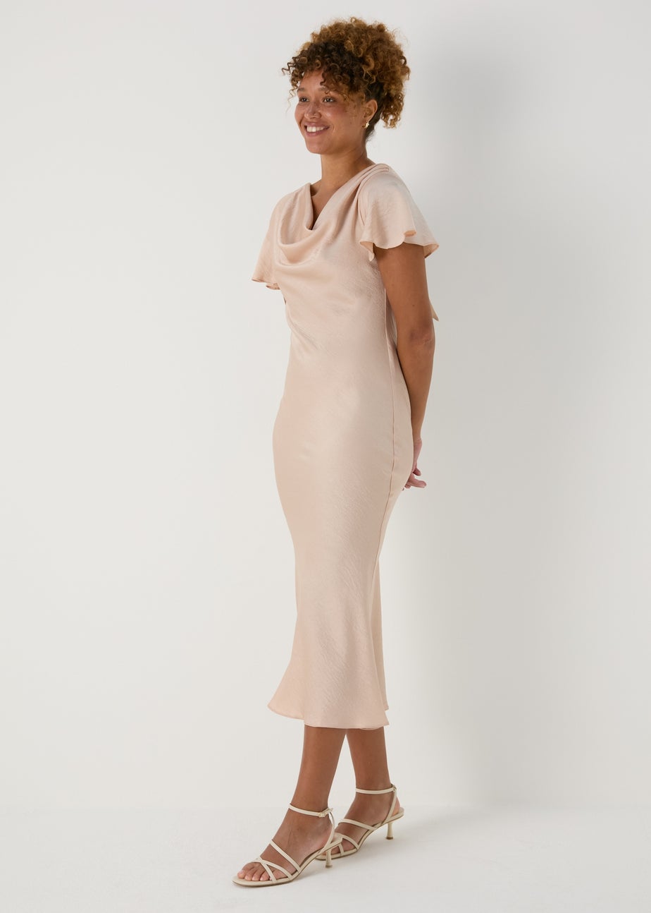Champagne Tie Back Satin Dress