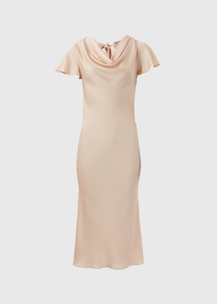 Champagne Tie Back Satin Dress