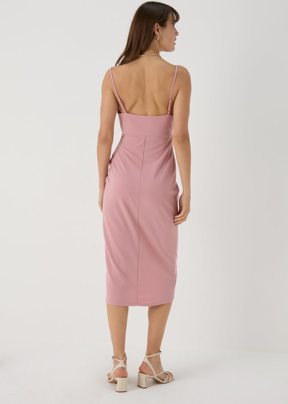 Blush Pink Strappy Ruched Wrap Dress