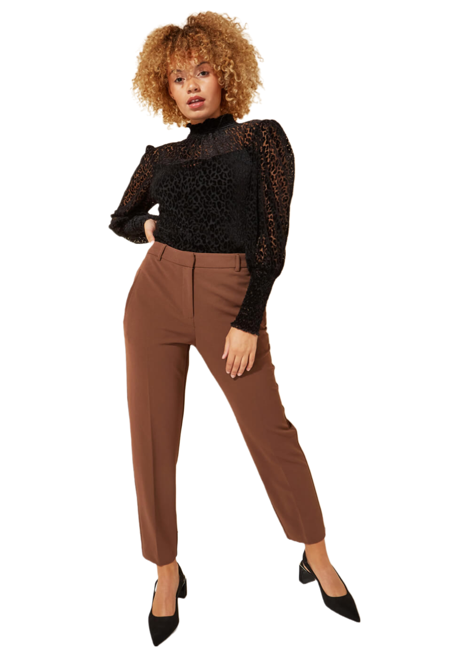 Roman Chocolate Long Straight Leg Stretch Trouser