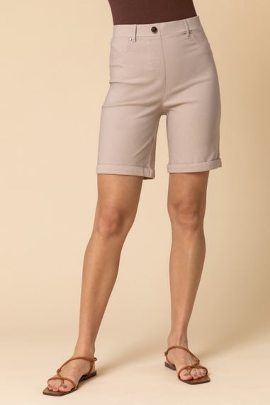 Roman Natural Elastic Waist Turn Up Stretch Shorts