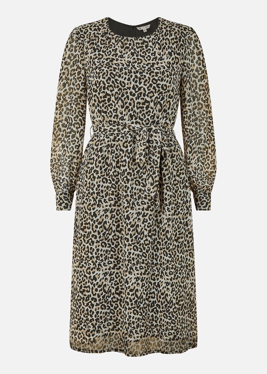 Yumi Black Leopard Long Sleeve Skater Dress