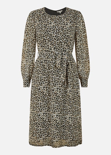 Yumi Black Leopard Long Sleeve Skater Dress