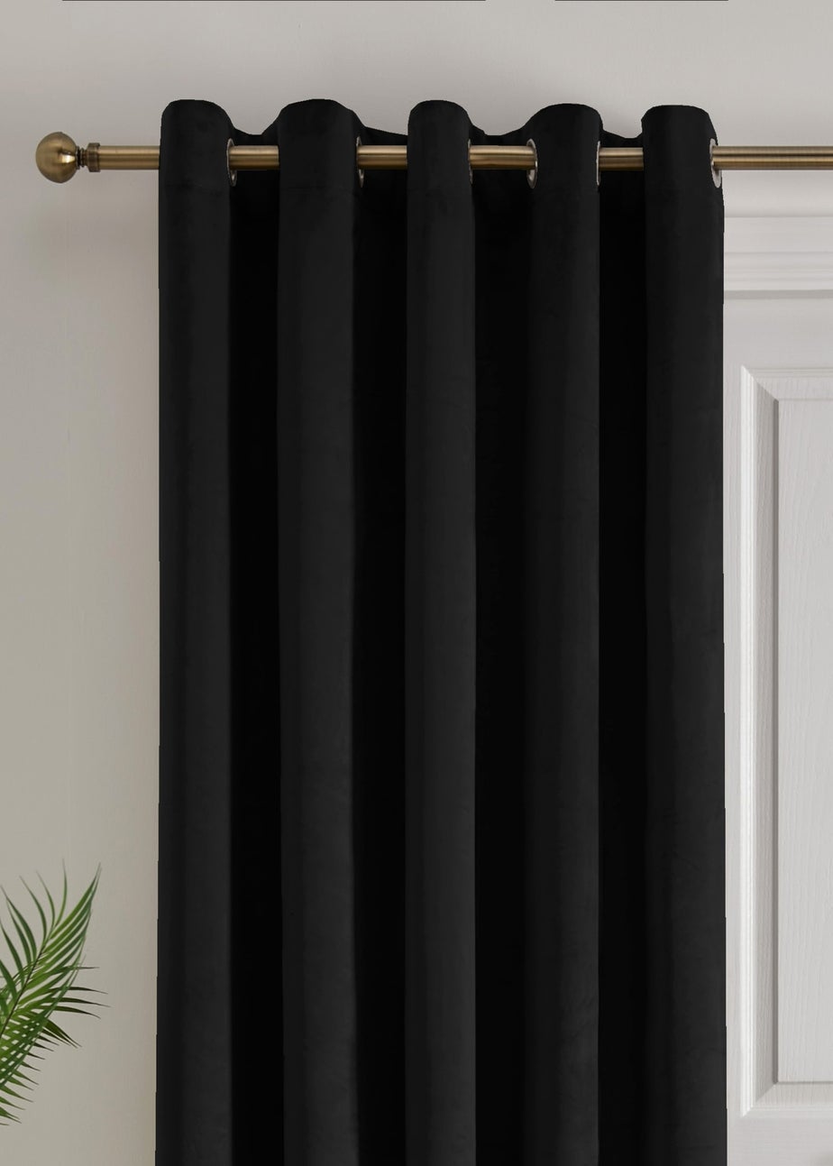 Laurence Llewelyn-Bowen Montrose Velvet Blackout Black Eyelet Single Panel Door Curtain