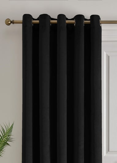 Laurence Llewelyn-Bowen Montrose Velvet Blackout Black Eyelet Single Panel Door Curtain