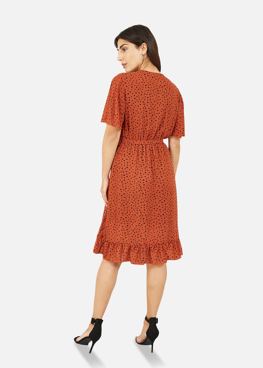 Mela Rust Dash Print Wrap Dress