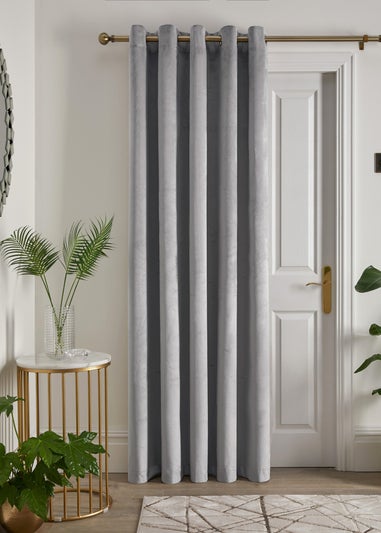 Laurence Llewelyn-Bowen Montrose Velvet Blackout Silver Eyelet Single Panel Door Curtain