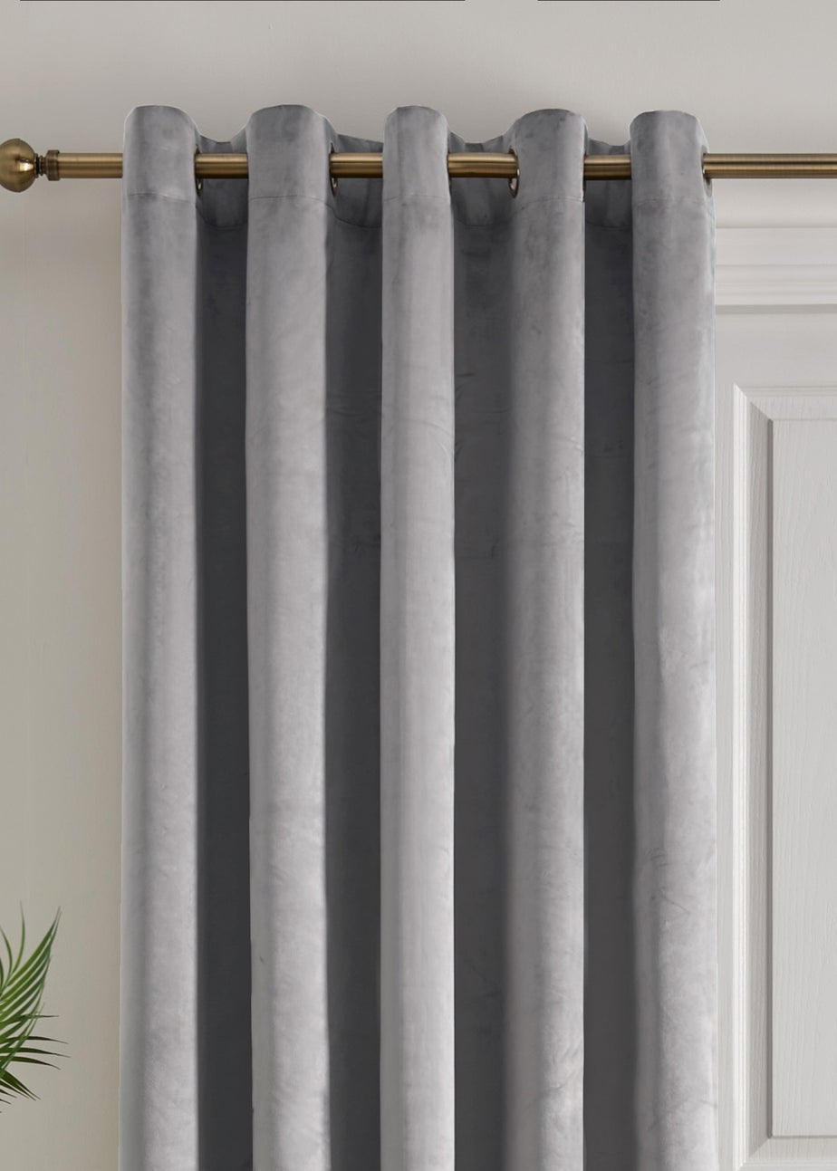 Laurence Llewelyn-Bowen Montrose Velvet Blackout Silver Eyelet Single Panel Door Curtain