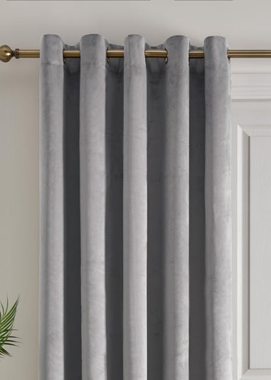 Laurence Llewelyn-Bowen Montrose Velvet Blackout Silver Eyelet Single Panel Door Curtain