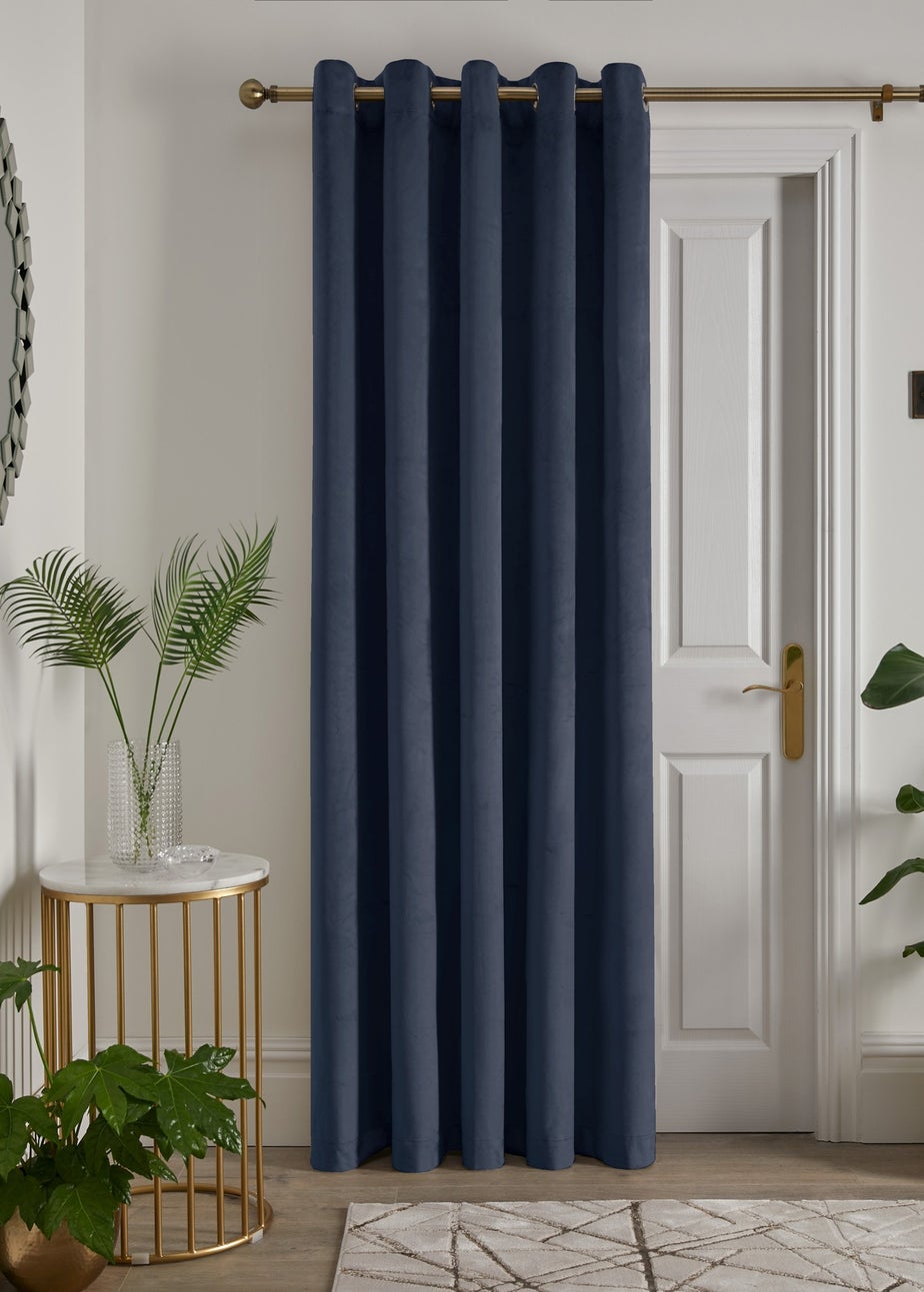 Laurence Llewelyn-Bowen Montrose Velvet Blackout Navy Eyelet Single Panel Door Curtain