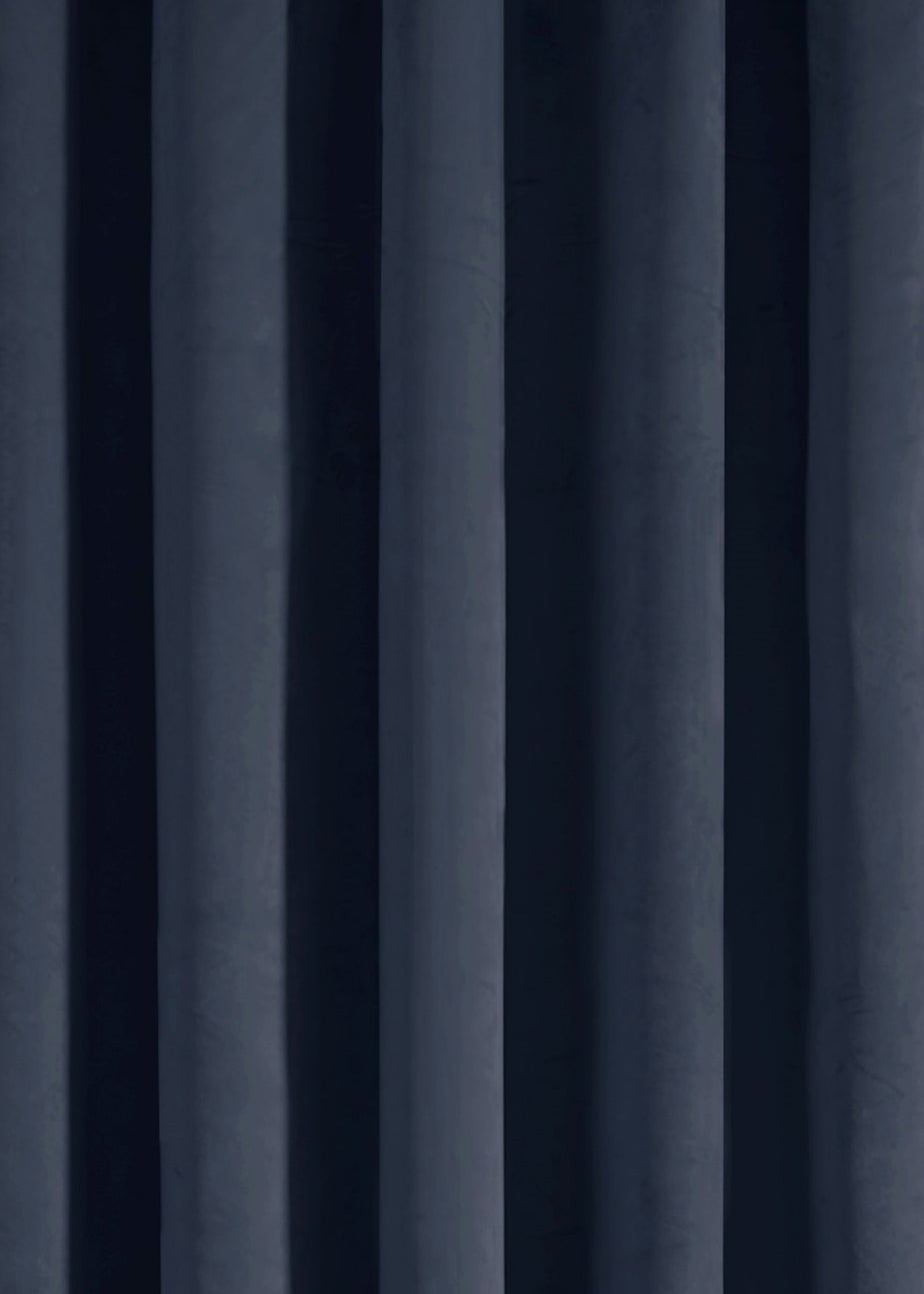 Laurence Llewelyn-Bowen Montrose Velvet Blackout Navy Eyelet Single Panel Door Curtain