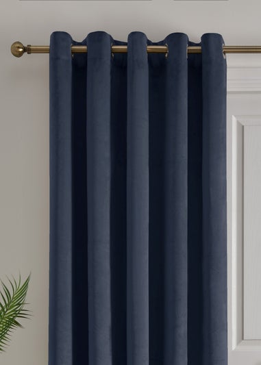 Laurence Llewelyn-Bowen Montrose Velvet Blackout Navy Eyelet Single Panel Door Curtain