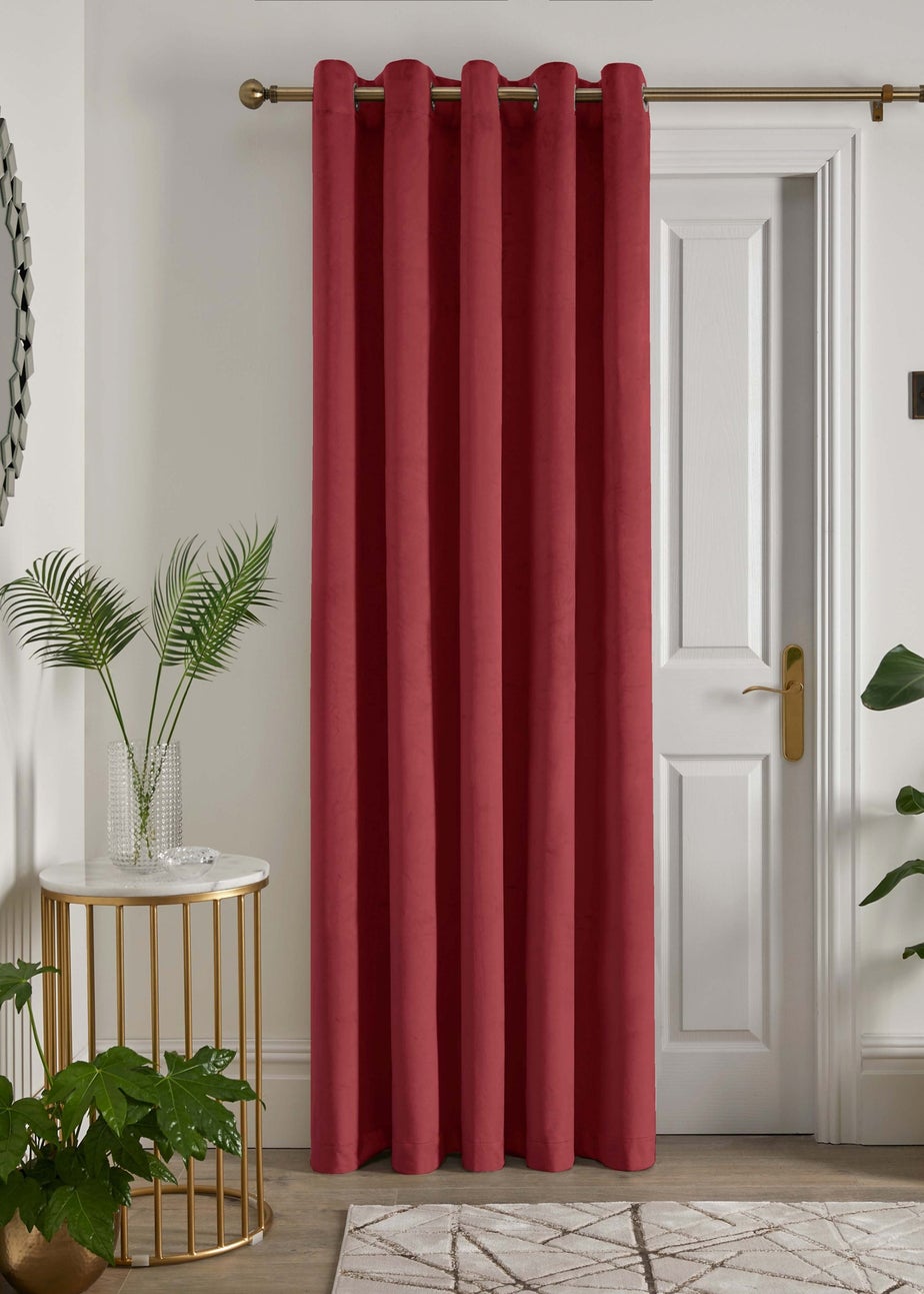 Laurence Llewelyn-Bowen Montrose Velvet Blackout Red Eyelet Single Panel Door Curtain